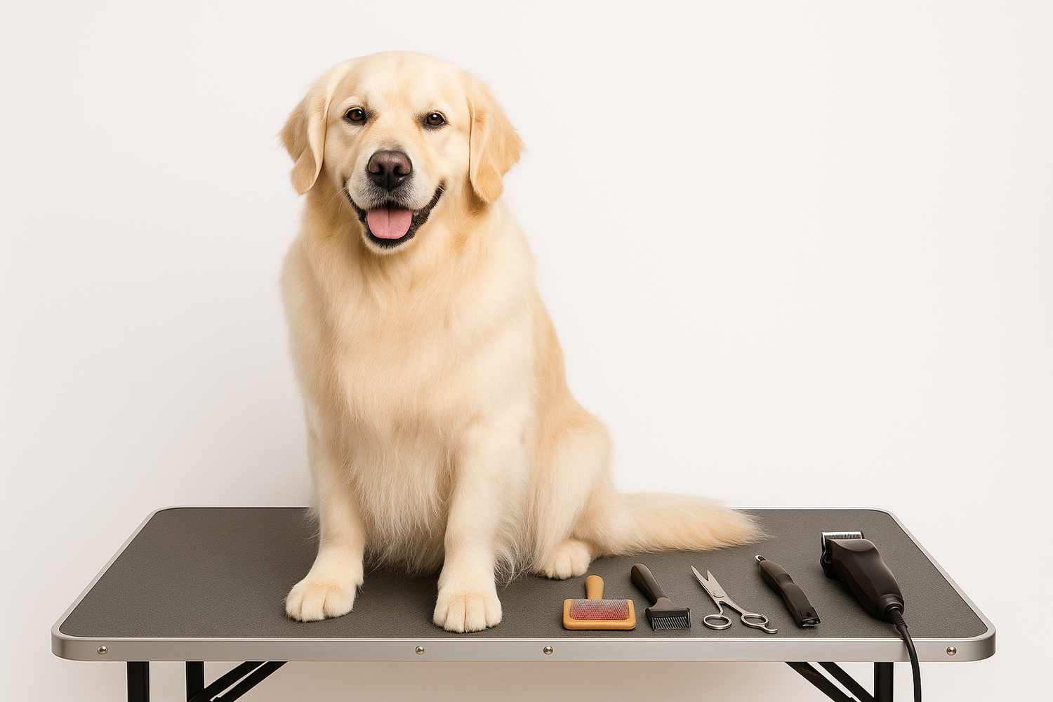 Pet grooming with no one behind and plan background